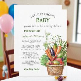 Locally Grown Baby Farmers Market Baby Boy shower Inbjudningar