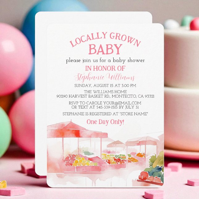 Locally Grown Baby Farmers Market Baby Girl shower Inbjudningar (Skapare uppladdad)