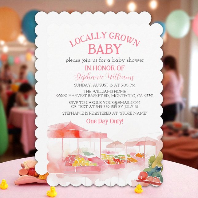 Locally Grown Baby Farmers Market Baby Girl shower Inbjudningar (Skapare uppladdad)