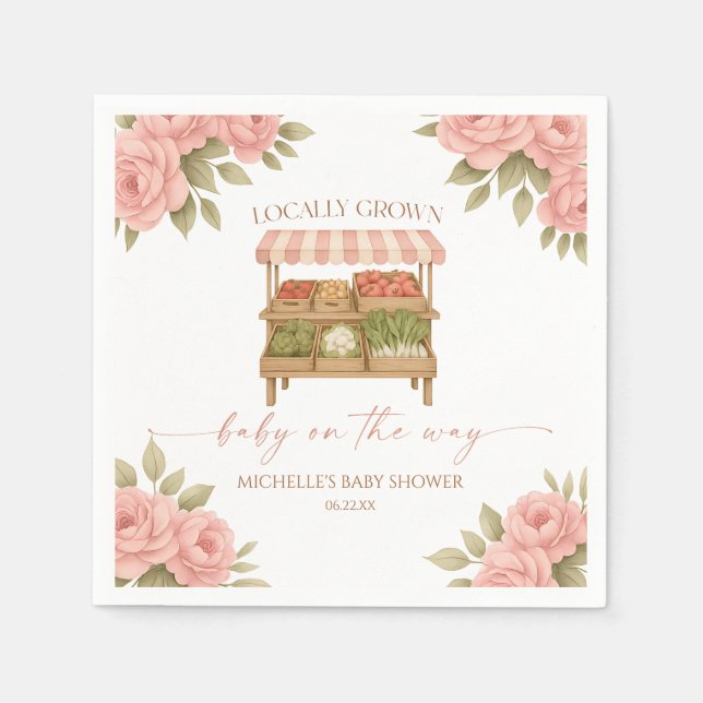 Locally Grown Baby Farmer's Market Baby Shower Pappersservett (Framsidan)