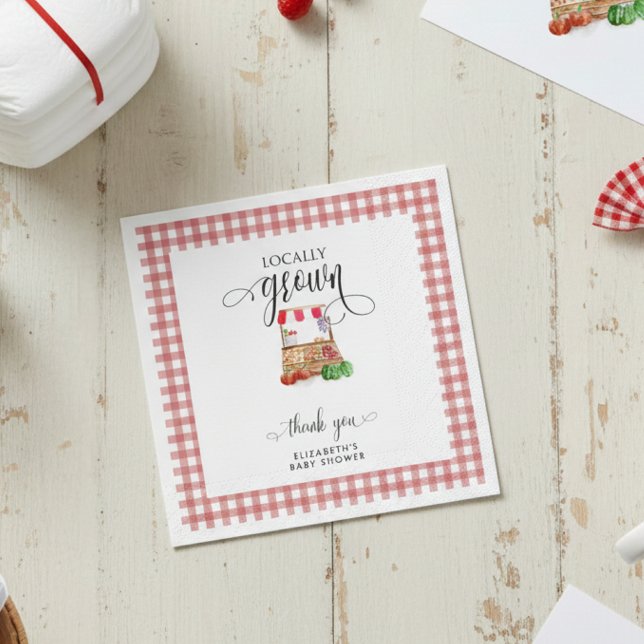 Locally Grown Baby Shower Carrots Gingham Pappersservett (Skapare uppladdad)