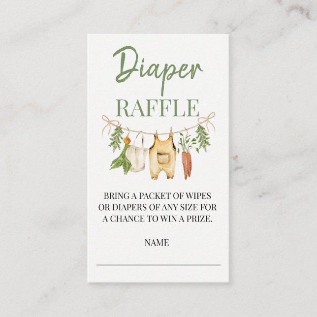 Locally Grown Baby Shower Diaper Raffle Insert Tilläggskort (Framsida)