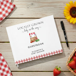 Locally Grown Baby Shower Farm Market Gingham Gästböcker