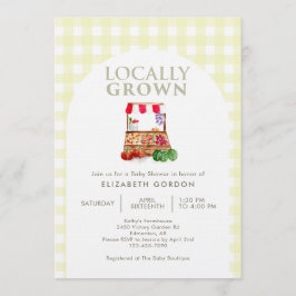 Locally Grown Baby Shower Farm Market Gingham Inbjudningar