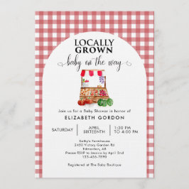 Locally Grown Baby Shower Farm Market Gingham Inbjudningar