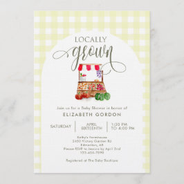 Locally Grown Baby Shower Farm Market Gingham Inbjudningar