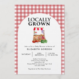 Locally Grown Baby Shower Farm Market Gingham Inbjudningar