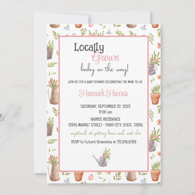Locally Grown Baby Shower Invitation Inbjudningar (Framsida)