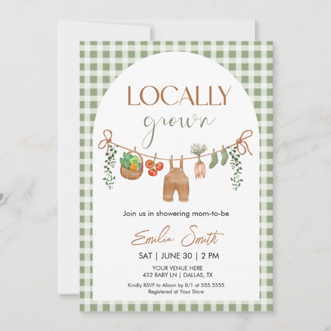 Locally Grown Baby Shower Invitation Inbjudningar (Framsida)