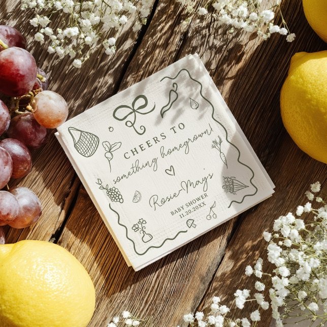 Locally Grown Baby Shower Rustic Farmer’s Market Pappersservett (Locally Grown Baby Shower Rustic Farmer’s Market Napkins)