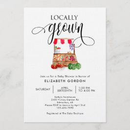 Locally Grown Baby Shower Watercolor Vegetables Inbjudningar