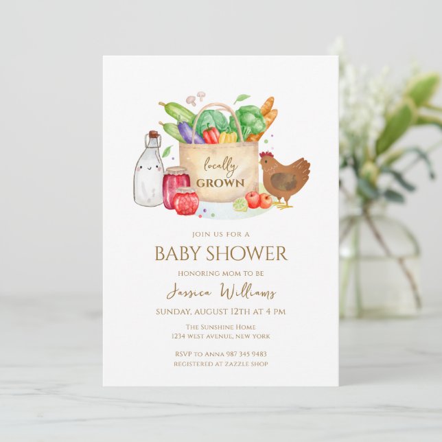 Locally grown Bundle Veggies Chic Baby Shower Inbjudningar (Stående Fram)