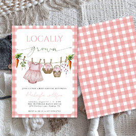 Locally Grown  Pink Farmers Baby Girl Shower  Inbjudningar