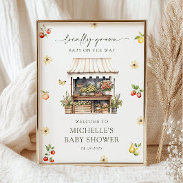 Locally Grown Rustic Boho Baby Shower Welcome Sign Poster