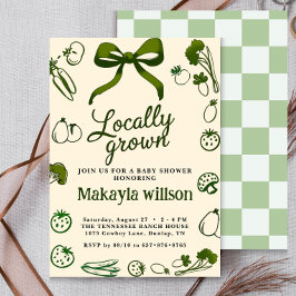 Locally Grown Rustic Hand-Drawn Baby Shower Inbjudningar