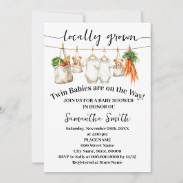 Locally Grown Twins on the Way Baby Shower Inbjudningar