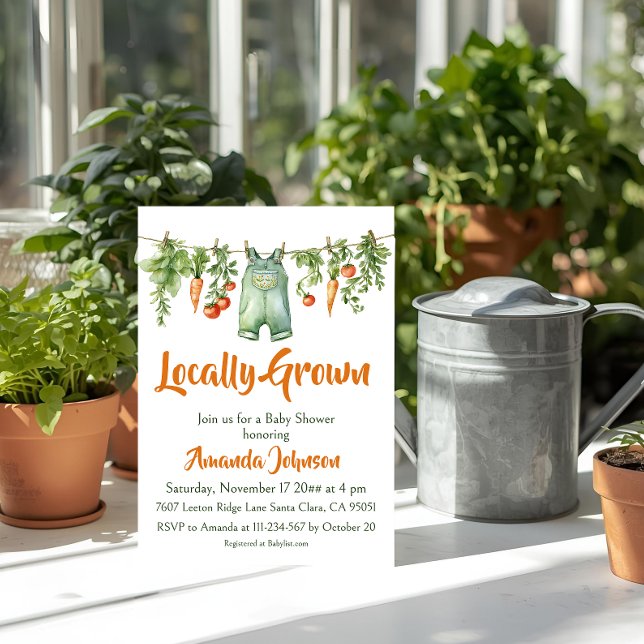 Locally Grown Vintage Farm Garden Baby Shower Inbjudningar (Skapare uppladdad)