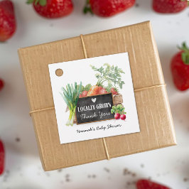 Locally Grown Watercolor Baby Shower Thank You  Gåvor Etiketter