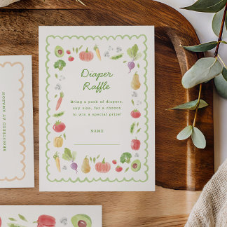 Locally Grown Watercolor Vegetables Diaper Raffle Tilläggskort