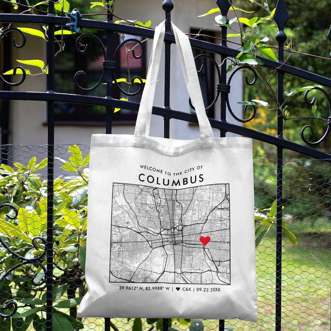 Locator för Columbus Kärlek | City Karta Bröllop V Tygkasse (The more complete visual of what your final tote bag would look like in real life.)
