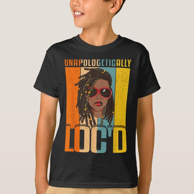 Loc'd Black Queen Melanin Loc'd Hair T Shirt (Framsida)