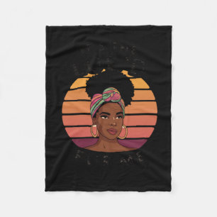 Loc'd Hair Black Queen Afro Woman Melanin Girl Art Fleecefilt