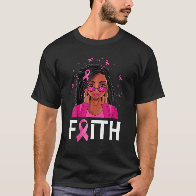 Loc'd Hair Black Woman Queen African Faith Breast T Shirt (Framsida)