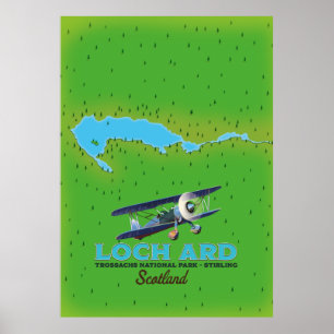 Loch Ard Trossachs nationalpark, Stirling karta Poster
