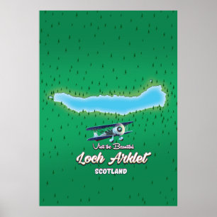 loch Arklet karta Scotland vintage karta Poster