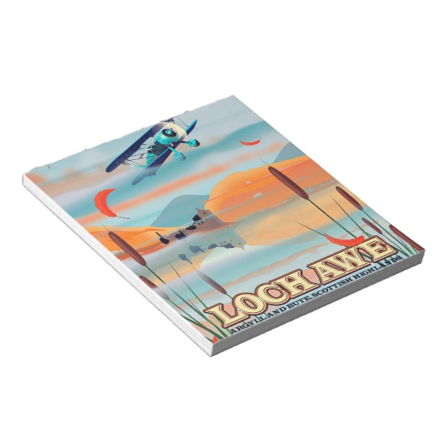 Loch Awe Scotland-reseaffisch Anteckningsblock (Vinklad)