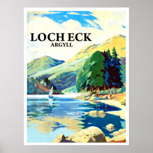 Loch Eck panorama, Argyll, Skottland, vintage Poster