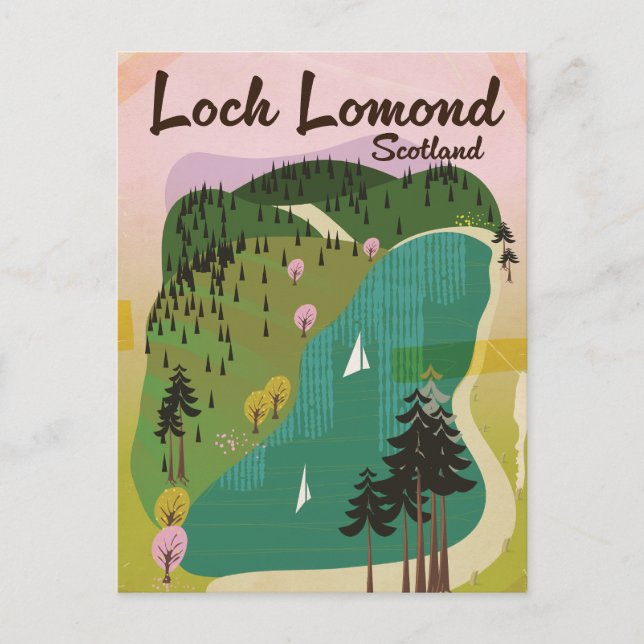 Loch Lamond Skottland Vykort (Framsida)