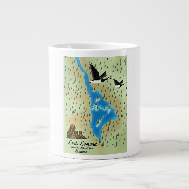 Loch Lomond,Trossachs, Skottland karta Jumbo Mugg (Framsidan)