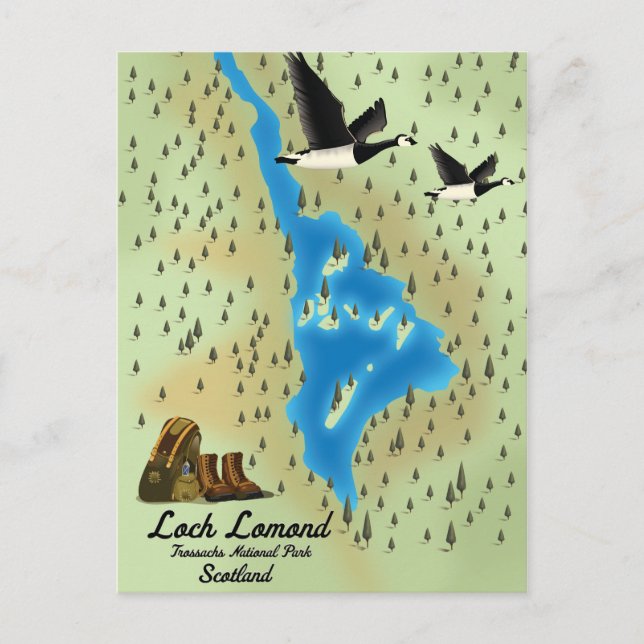 Loch Lomond,Trossachs, Skottlandskarta Vykort (Framsida)