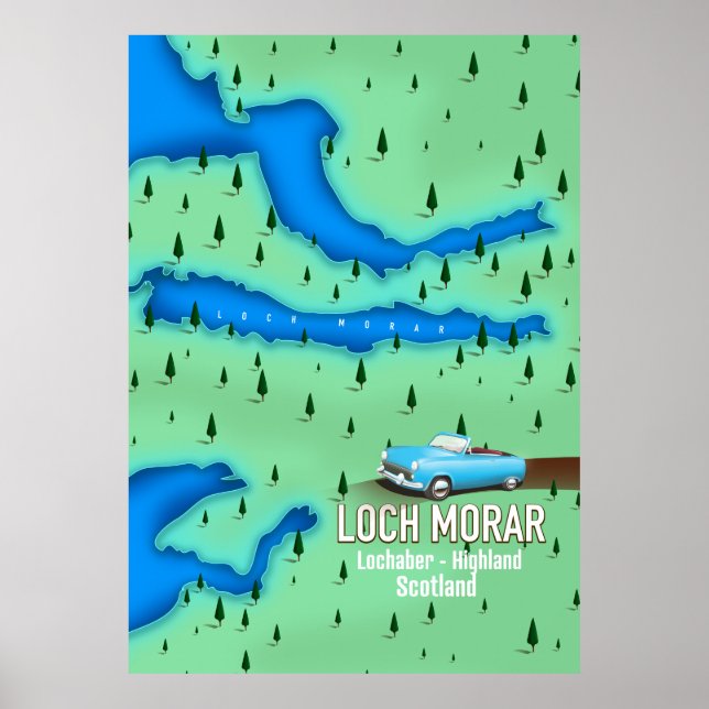 Loch Morar Lochaber Highland Scotland karta Poster (Framsidan)