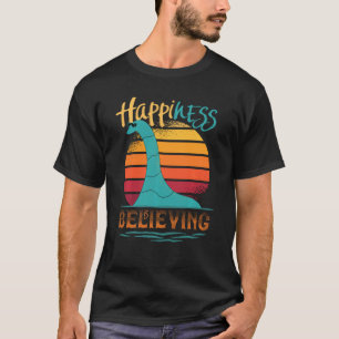 Loch Ness Happiness tror att Pun Retro S T Shirt