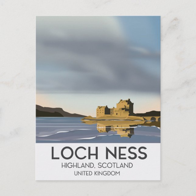 Loch Ness, Highlands, Skottland reseskylt Vykort (Framsida)