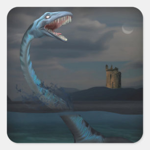 Loch Ness Monster (Creeptid) Fyrkantigt Klistermärke