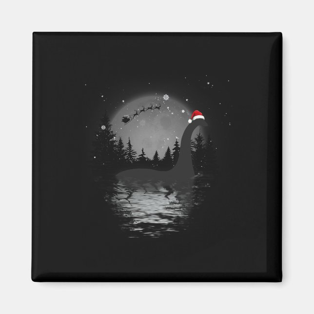 Loch Ness Monster jul Full Moon Nessie Julafton Magnet (Framsidan)