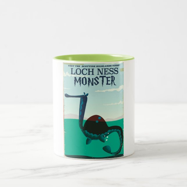 Loch Ness Monster rolig resa affisch Två-Tonad Mugg (Center)