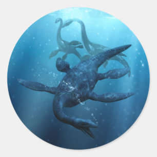Loch Ness Monster Round Sticker Runt Klistermärke