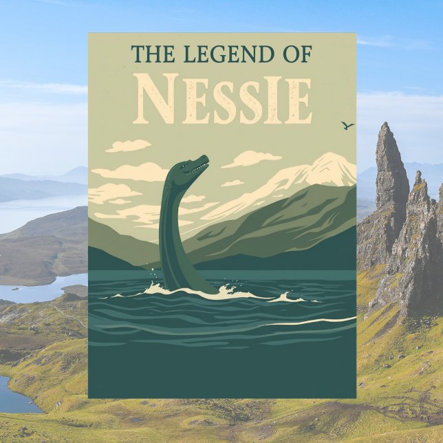 Loch Ness Monster Scotland Travel Vintage Vykort (Loch Ness Monster, Scotland)