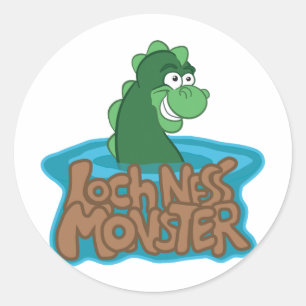 Loch Ness Monster Tecknad Runt Klistermärke