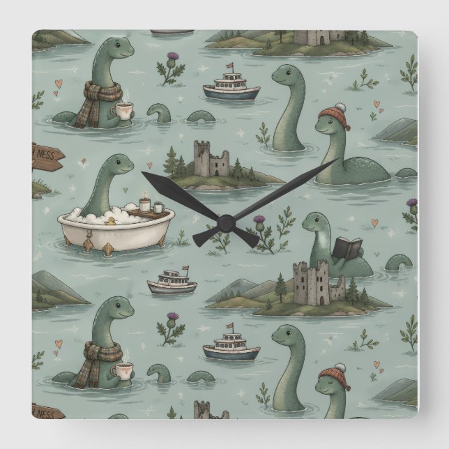 Loch Ness-monstret  Fyrkantig Klocka (Framsida)
