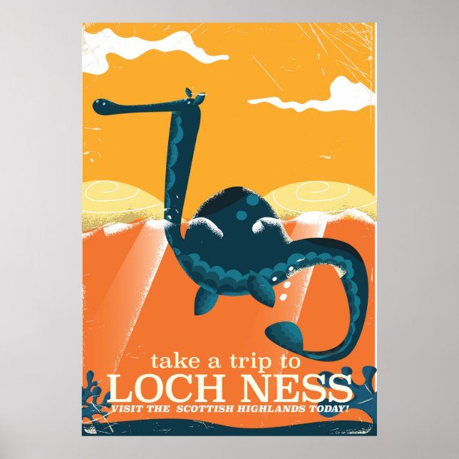 Loch Ness Scotland Highlands vintage monster Poster (Framsidan)