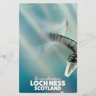 Loch Ness Scotland monster vintage resor poster Brevpapper