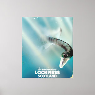 Loch Ness Scotland monster vintage resor poster Canvastryck