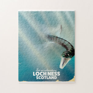Loch Ness Scotland monster vintage resor poster Pussel