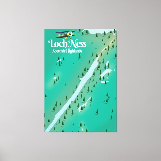 Loch Ness Scottish Highlands reser karta Canvastryck (Framsida)
