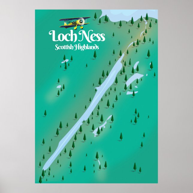 Loch Ness Scottish Highlands reser karta Poster (Framsidan)